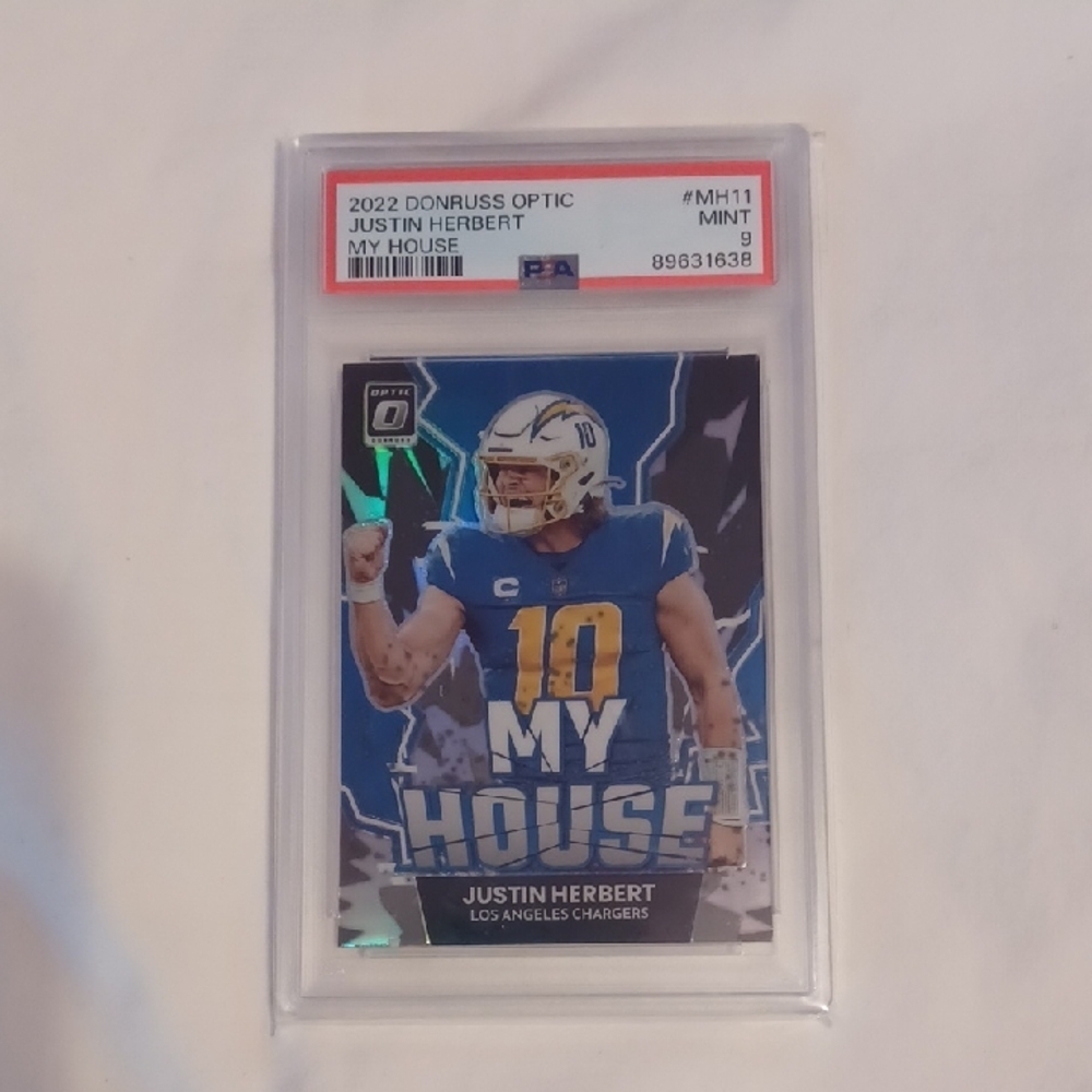 2022 DONRUSS OPTICJUSTIN HERBERT My House Trading Card PSA 9